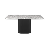 Blakely Grey Ceramic Dining Table with Grey Pedestal Base